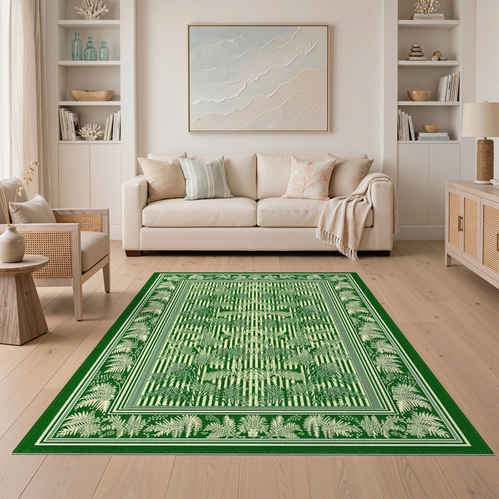Green Fern Botanical Stripe Area Rug
