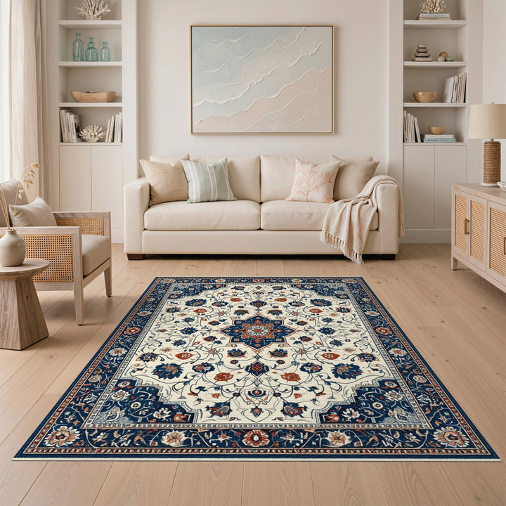 Medallion Blue Persian Floral Medallion Area Rug