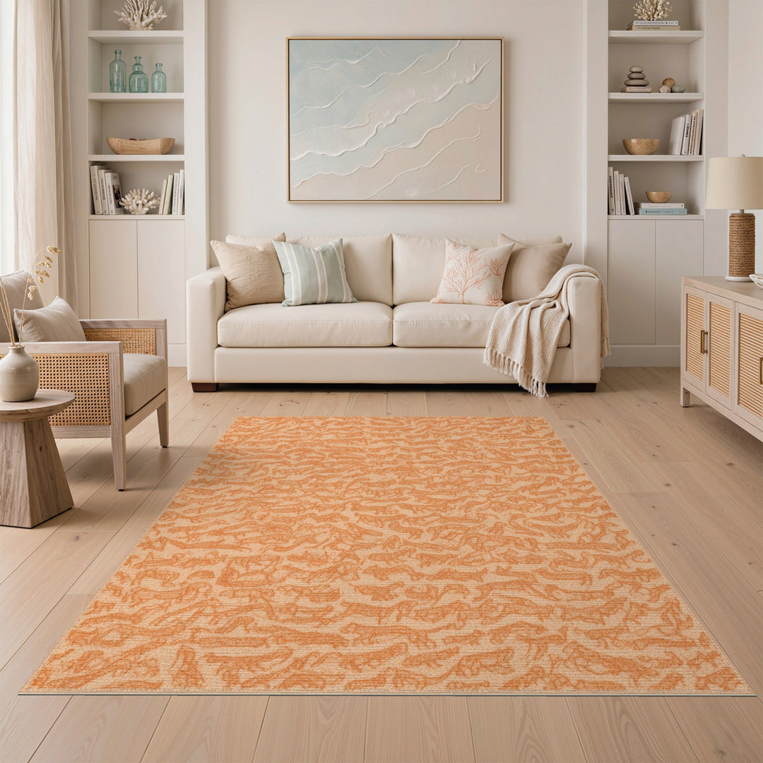 Orange Animal Silhouette Area Rug