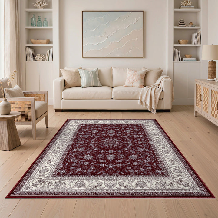 Burgundy Red Floral Persian Area Rug