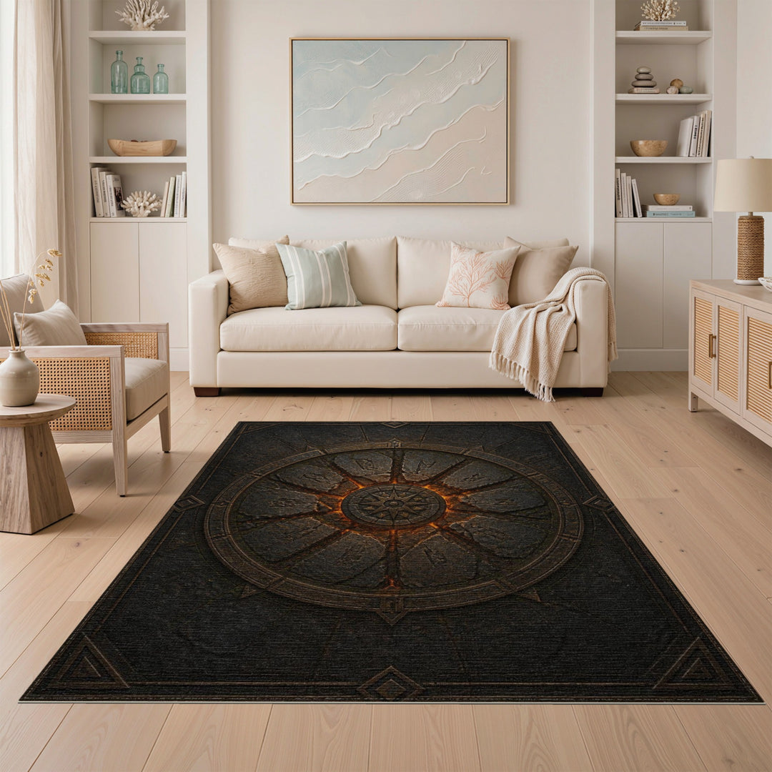 Mystic Rune Compass Stone Area Rug