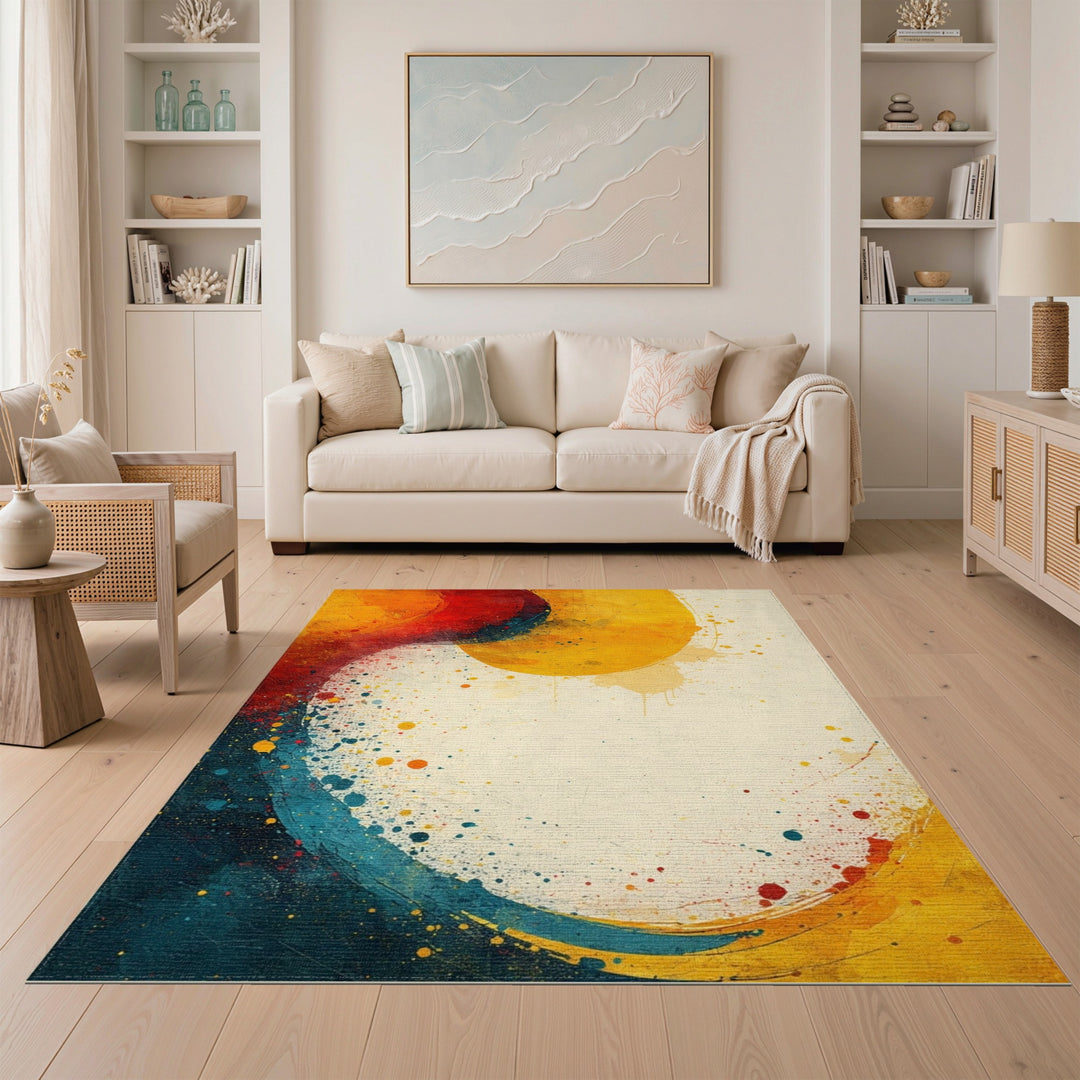 Vibrant Abstract Multi-Color Splash Area Rug