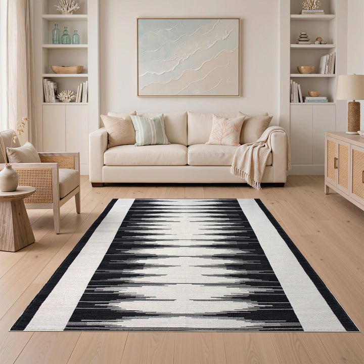 Black White Geometric Area Rug