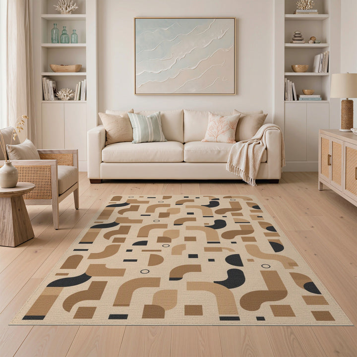Arch Geometric Modern Brown Geometric Arch Area Rug