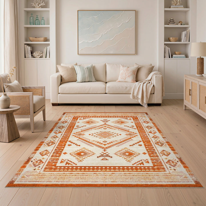 Orange Southwestern Geometric Area Rug