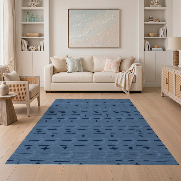 Geometric Modern Blue Geometric Star Area Rug