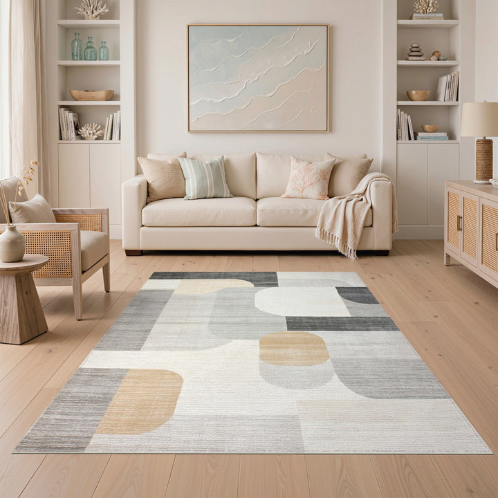 Modern Grey Geometric Area Rug