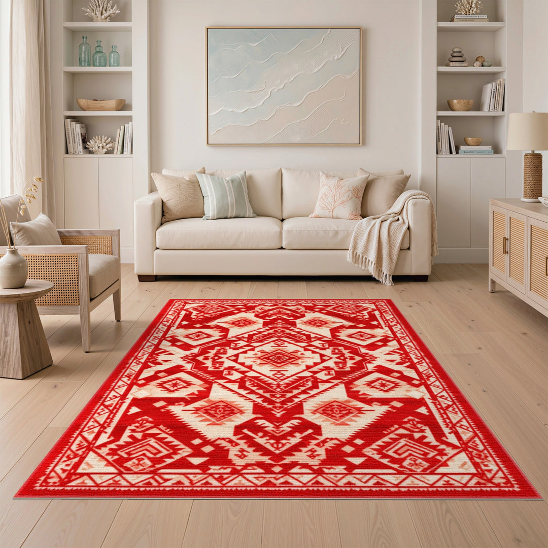 Red Heritage Tribal Area Rug