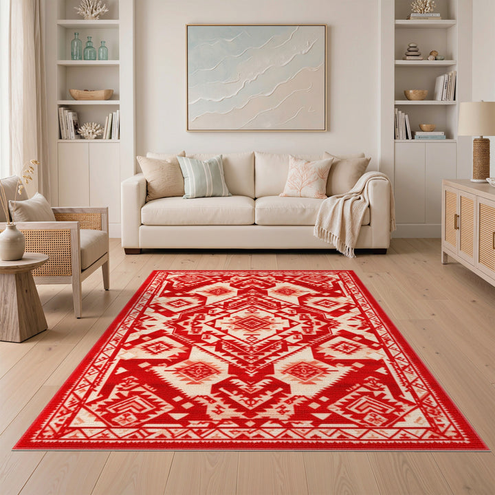 Red Heritage Tribal Area Rug