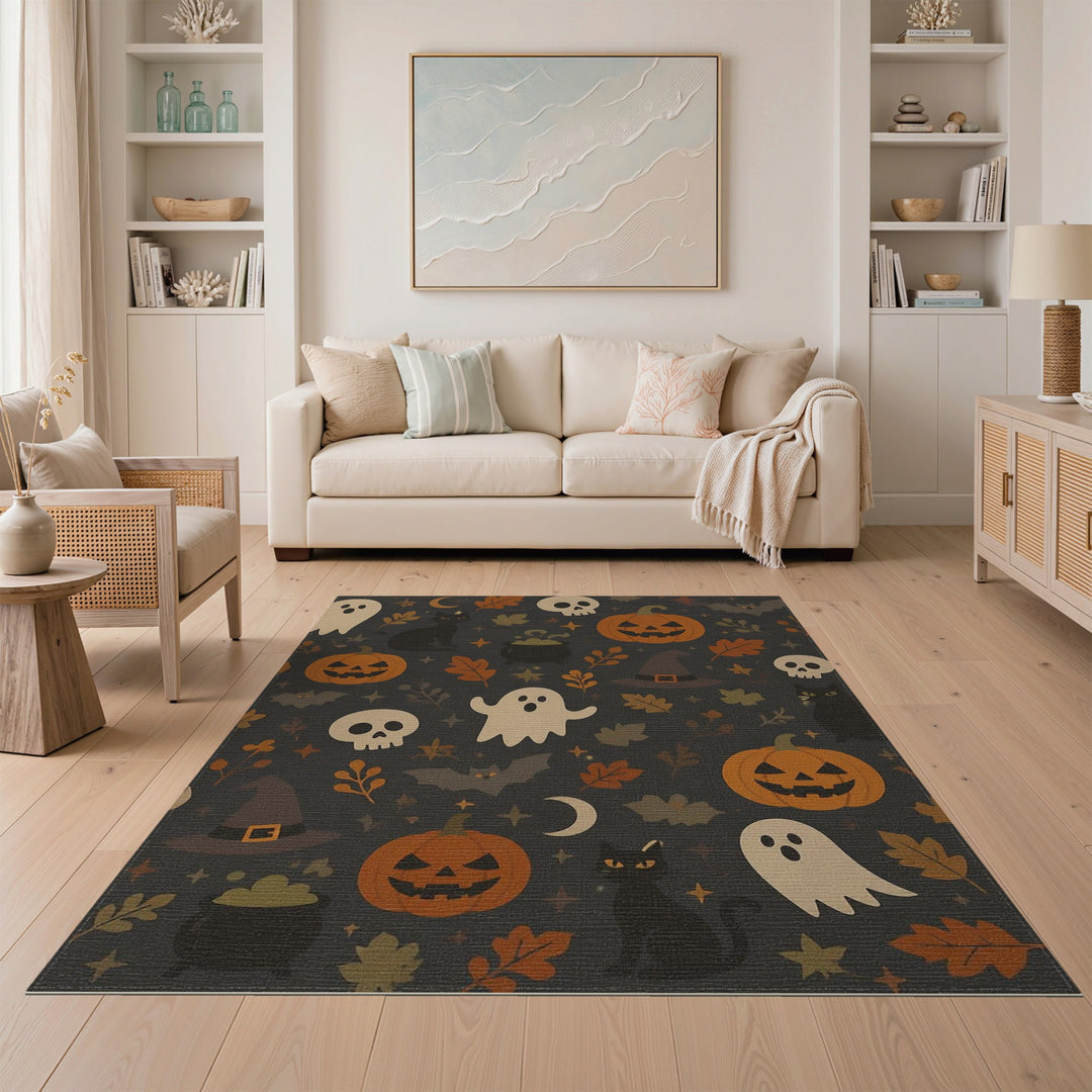 Spooky Halloween Cartoon Area Rug