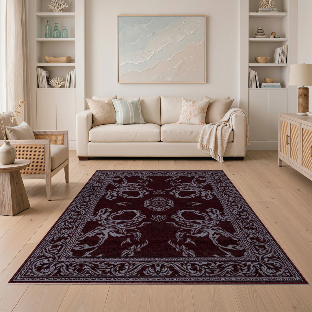 Traditional Persian Red Deep Red Traditional Persian Area Rug
