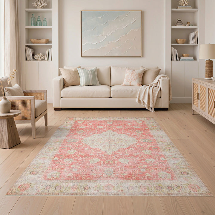 Pink Floral Vintage Area Rug