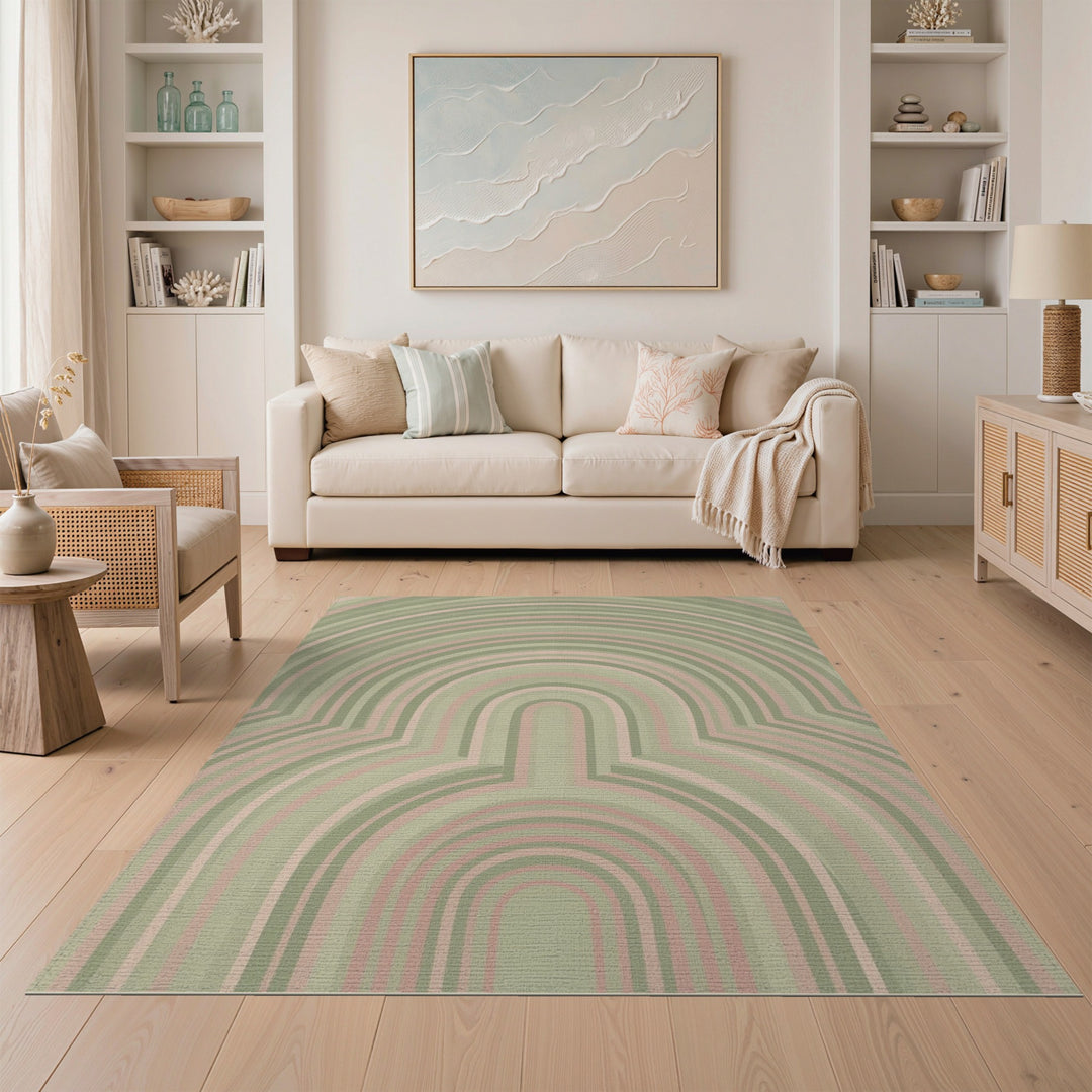 Green Geometric Arch Area Rug
