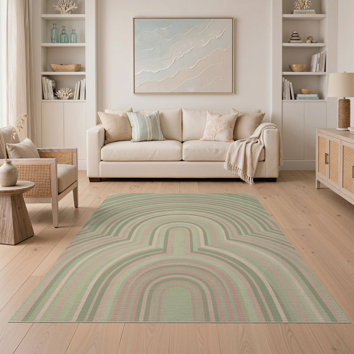 Green Geometric Arch Area Rug