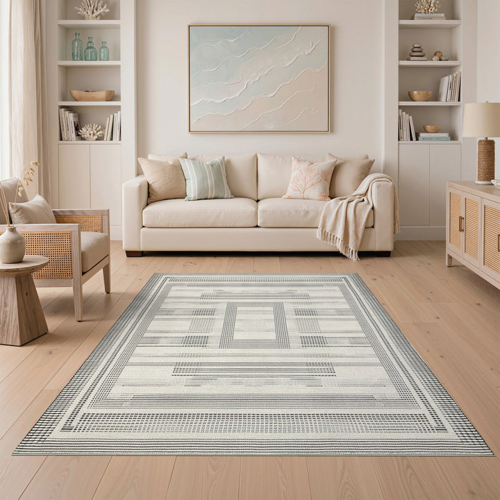 Black White Geometric Area Rug