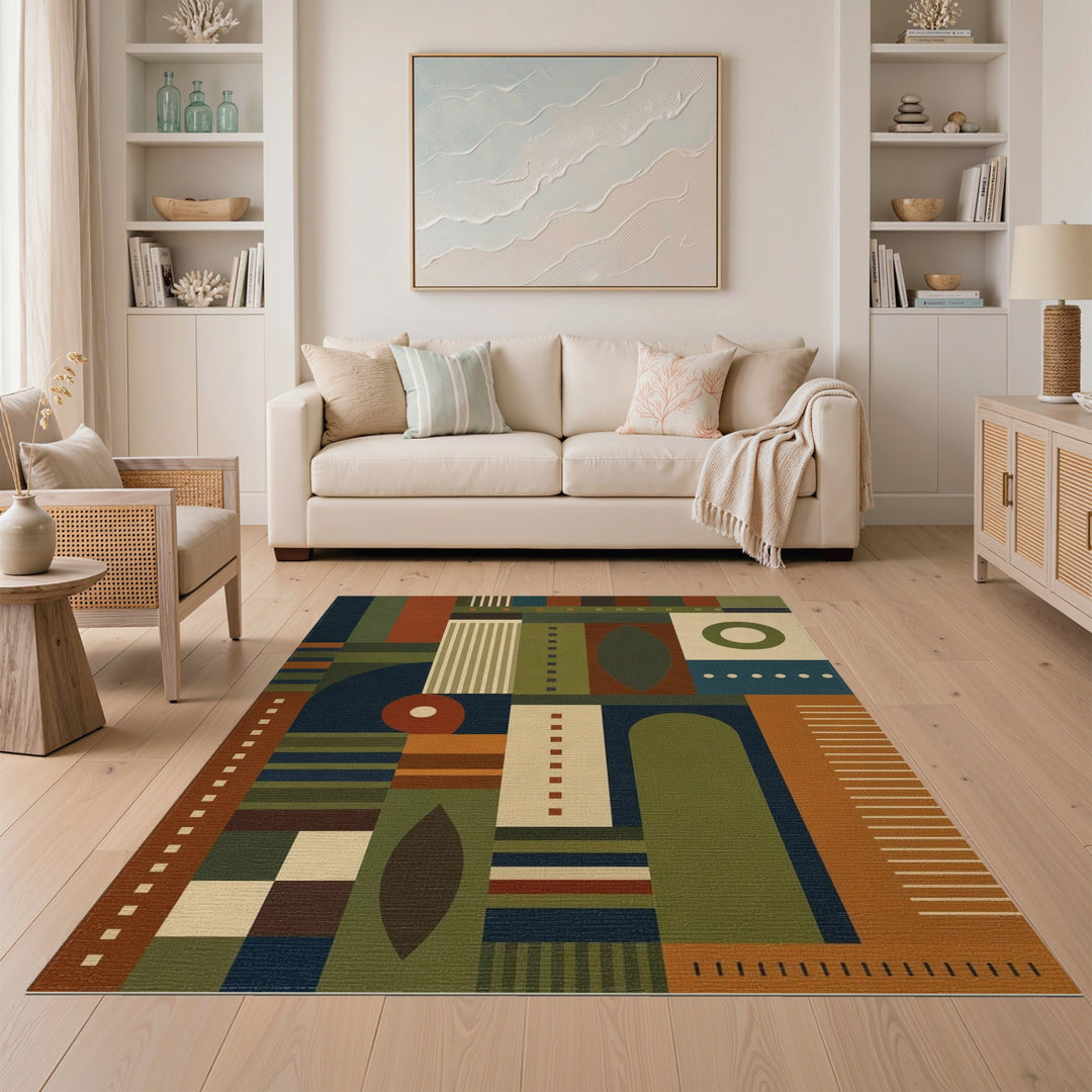 Geometric Modern Multi-color and Patterns Multi-Color Geometric Area Rug