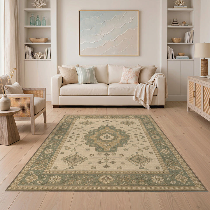 Blue and Teal Floral Medallion Area Rug