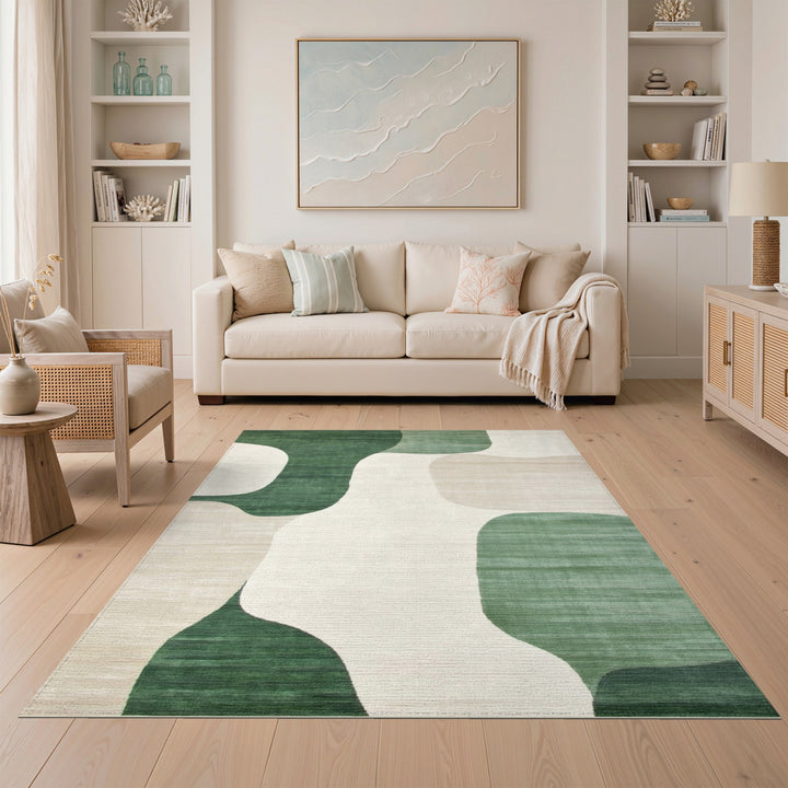 Green Organic Abstract Area Rug