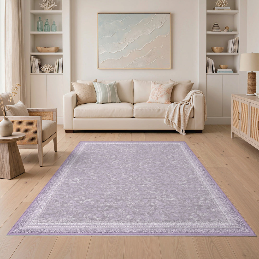 Purple Floral Vintage Area Rug