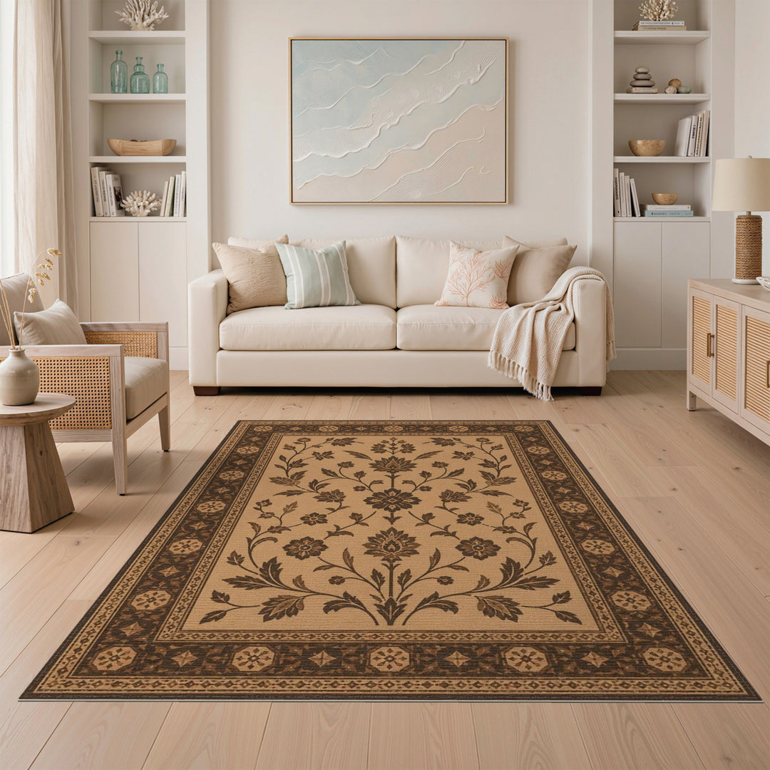 Brown Floral Vintage Area Rug
