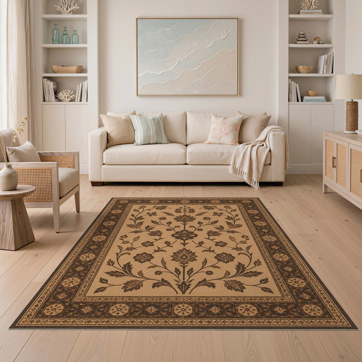 Brown Floral Vintage Area Rug