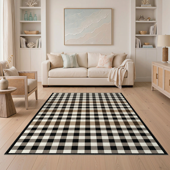Black White Checkered Area Rug