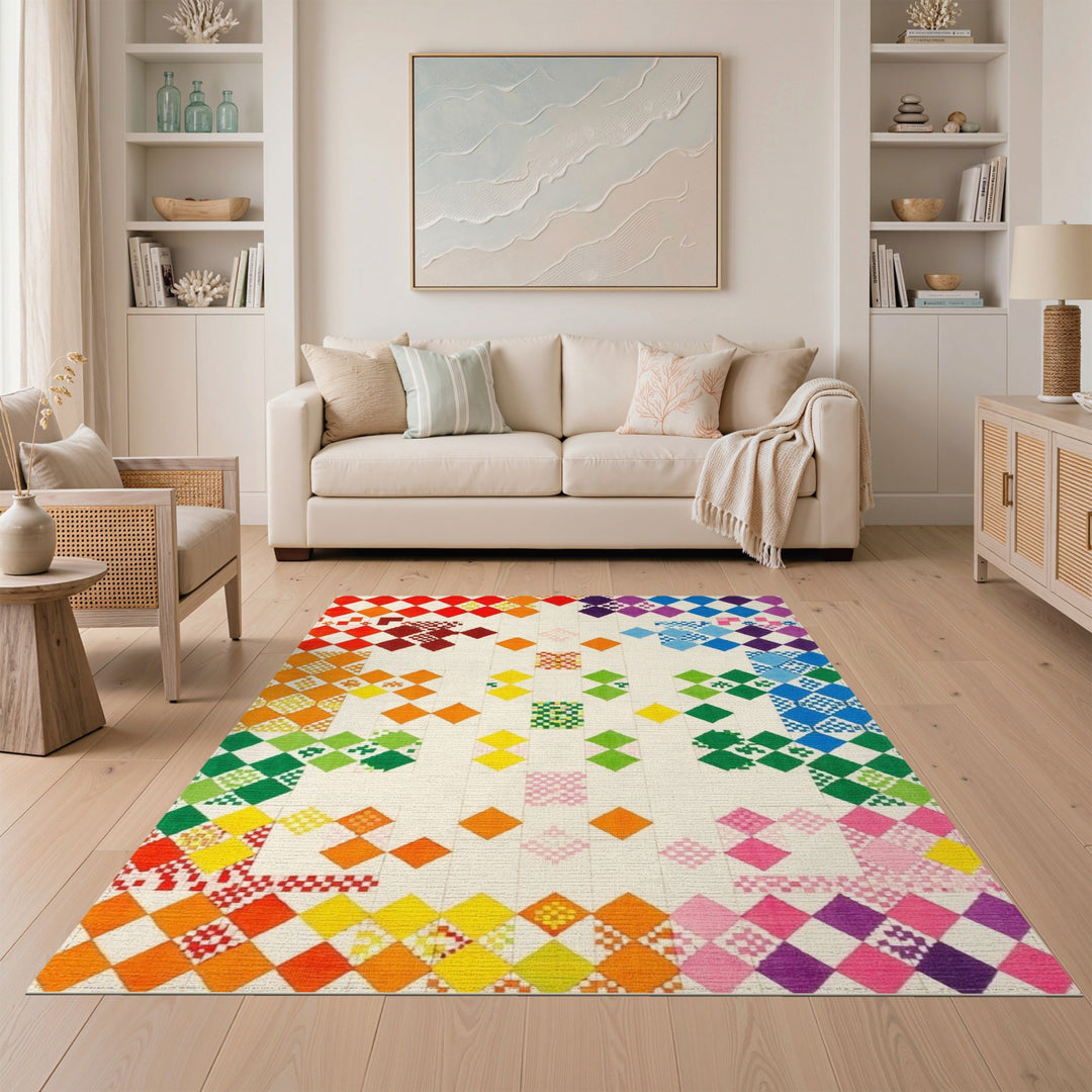 Vibrant Multi-Color Geometric Area Rug
