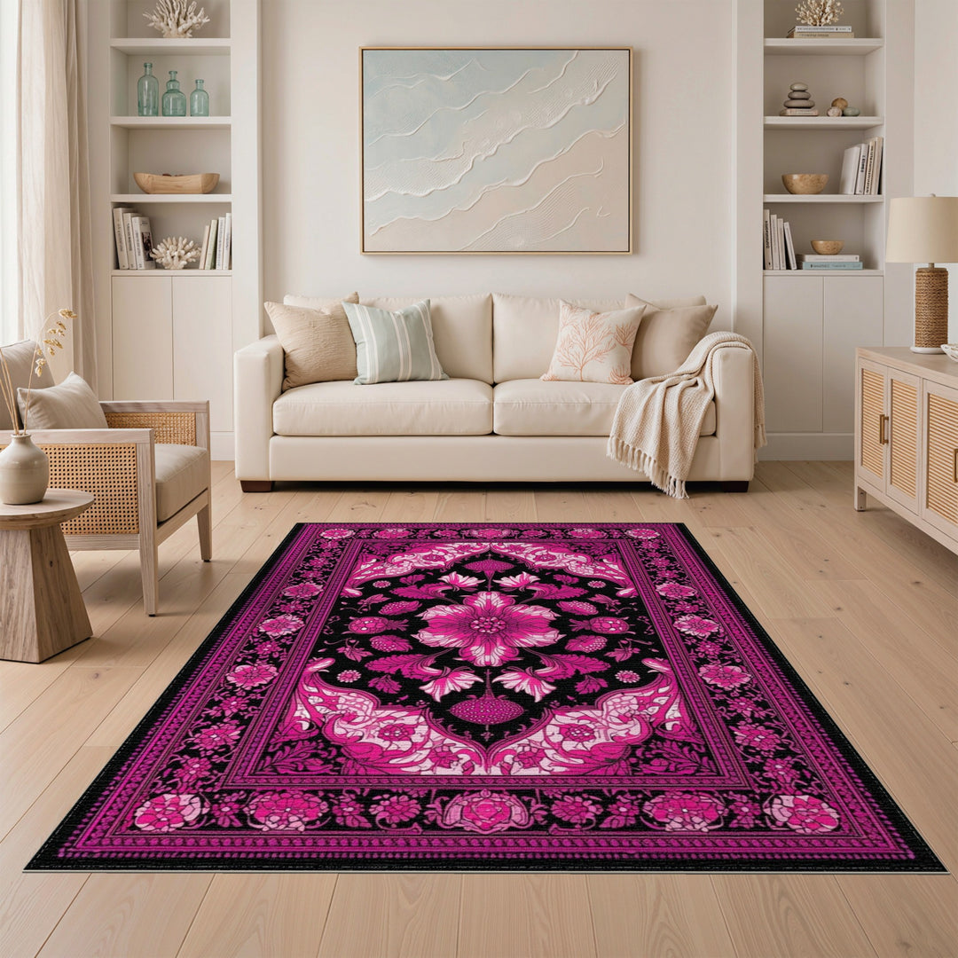 Pink Floral Vintage Area Rug