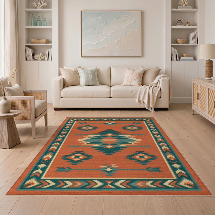 Southwestern Orange Geometric Area Rug