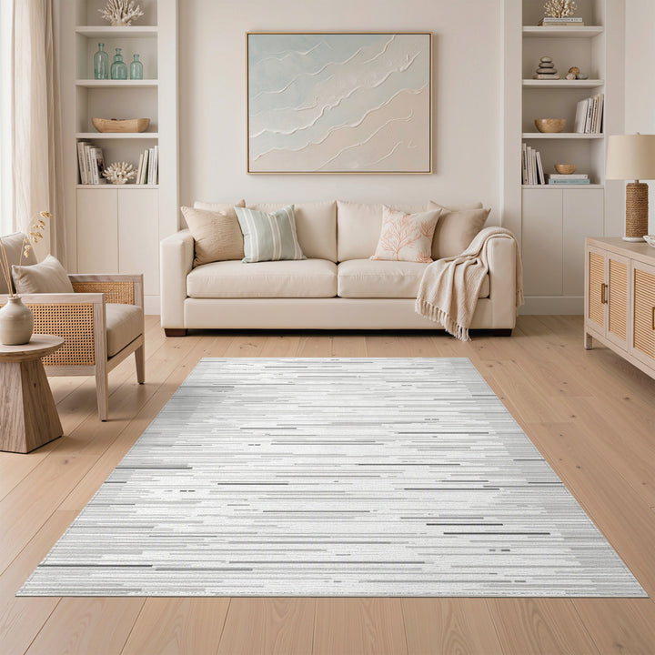 Grey Abstract Line Area Rug