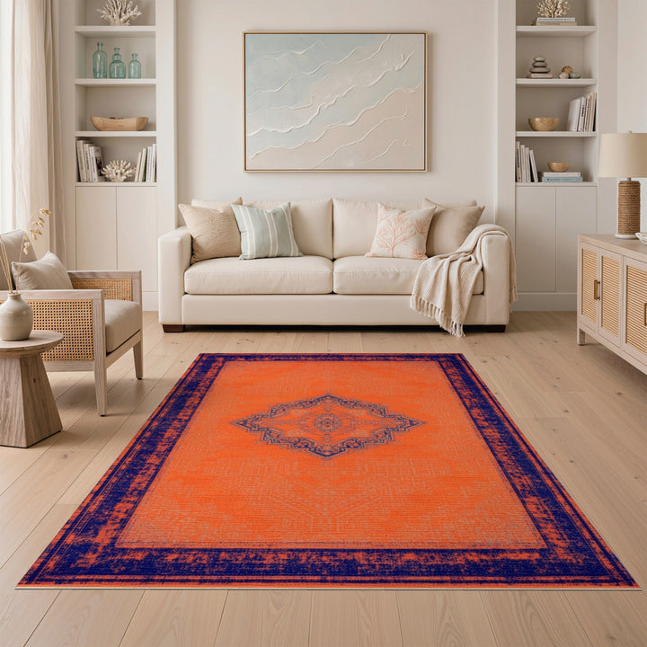 Orange Distressed Vintage Area Rug