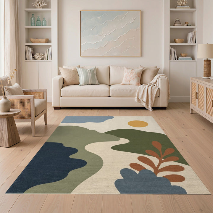 Abstract Landscape Washable Area Rug