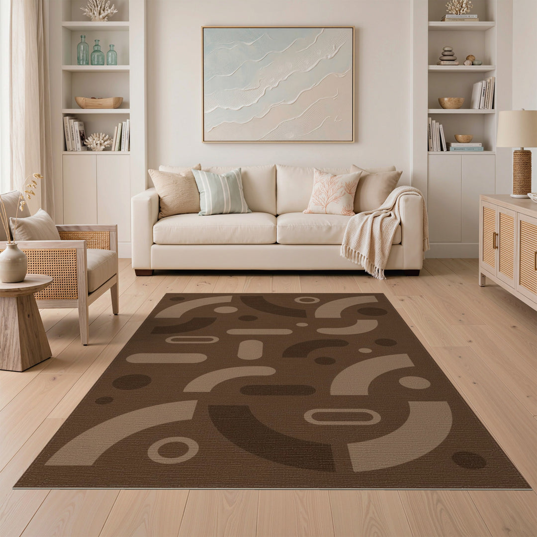 Modern Geometric Brown Area Rug