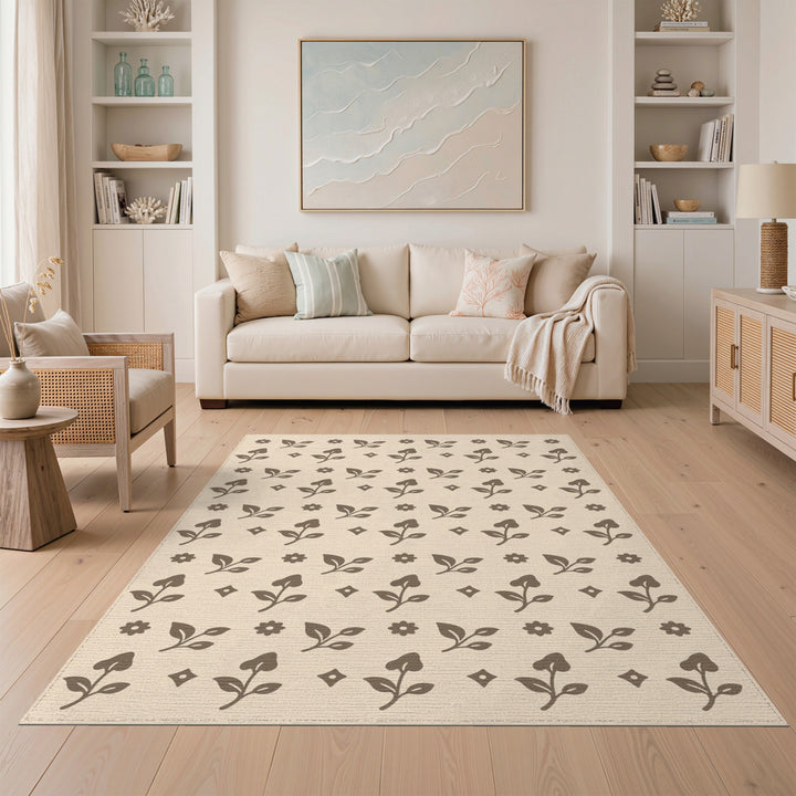 Brown Floral Vintage Area Rug
