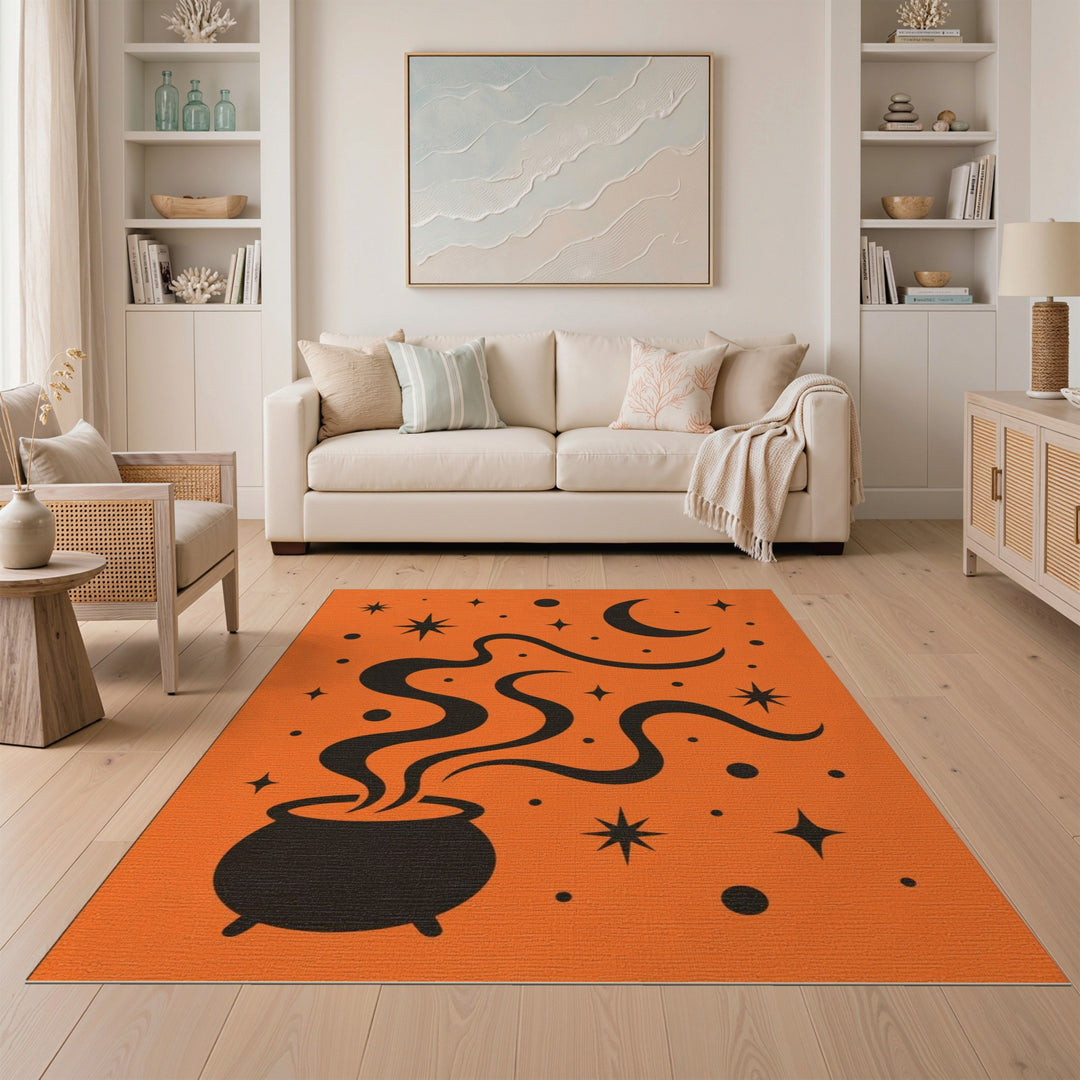 Cauldron Witch Orange Area Rug