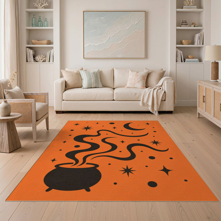Cauldron Witch Orange Area Rug