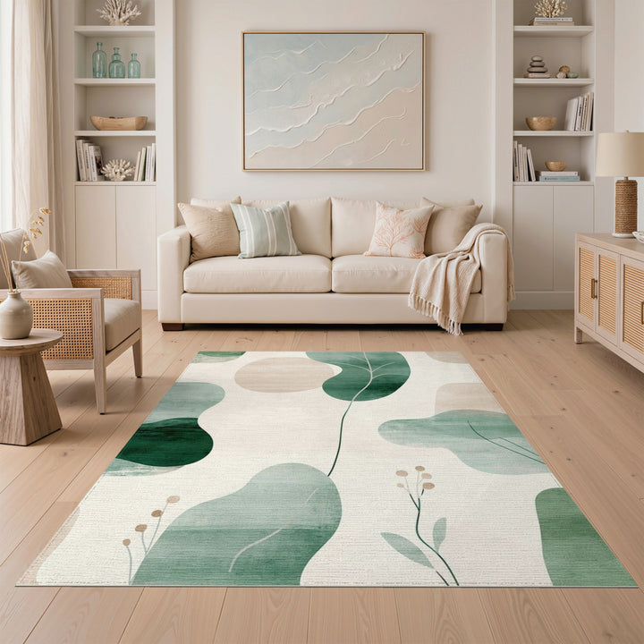 Green Abstract Area Green Abstract Leaf Area Rug