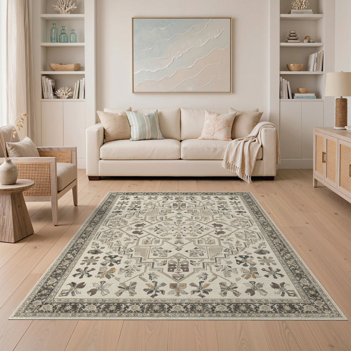 Beige Neutral Traditional Persian Area Rug