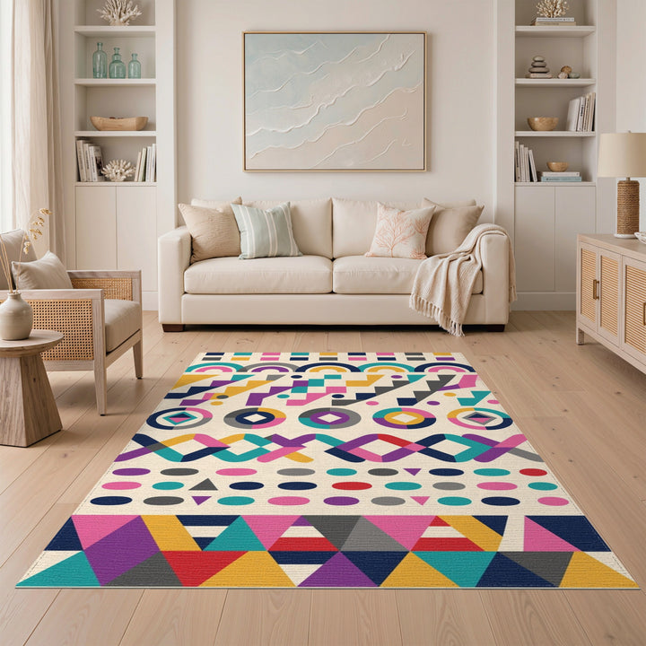 Vivid Multi-Color Geometric Modern Area Rug