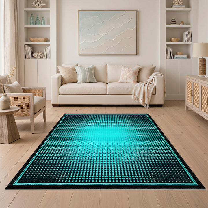 Blue Teal Gradient Dot Geometric Area Rug
