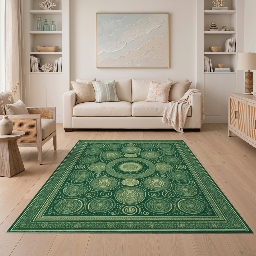 Geometric Modern Green Geometric Circle Area Rug