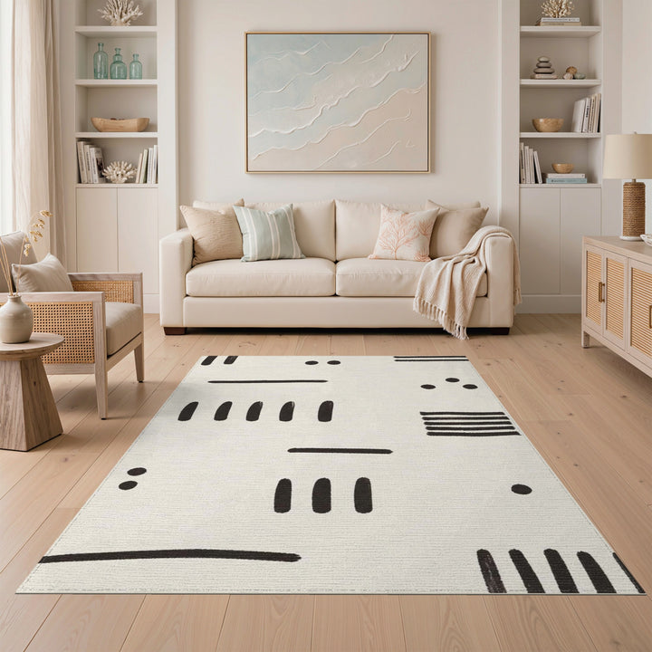 Abstract Black Lines Area Rug