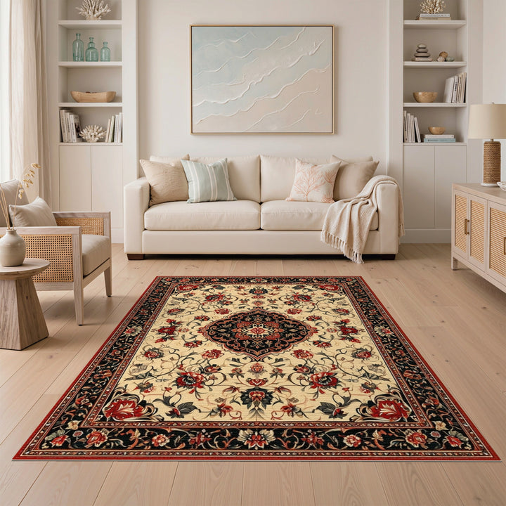 Red Floral Persian Medallion Traditional Persian Area Rug