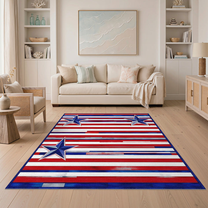 Distressed Patriotic Star Area Rug