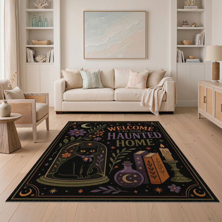 Haunted Home Black Cat Area Rug
