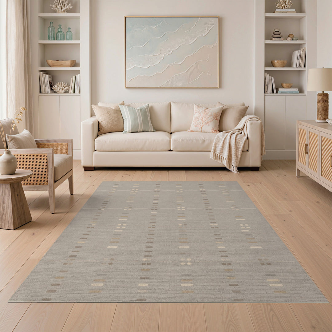 Beige and Neutral Geometric Area Rug