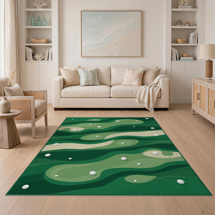 Abstract Green Golf Course Area Rug