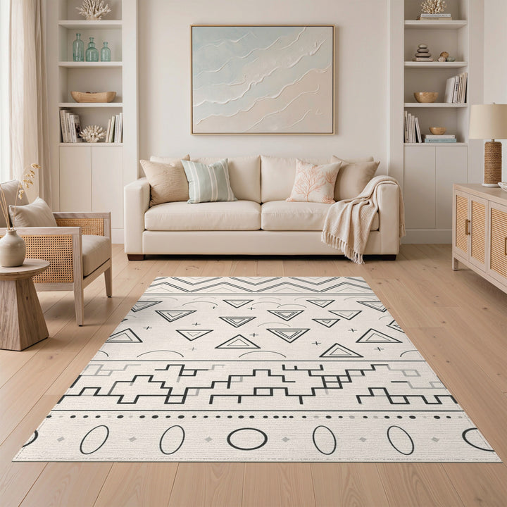 Black Geometric Triangle Chevron Area Rug