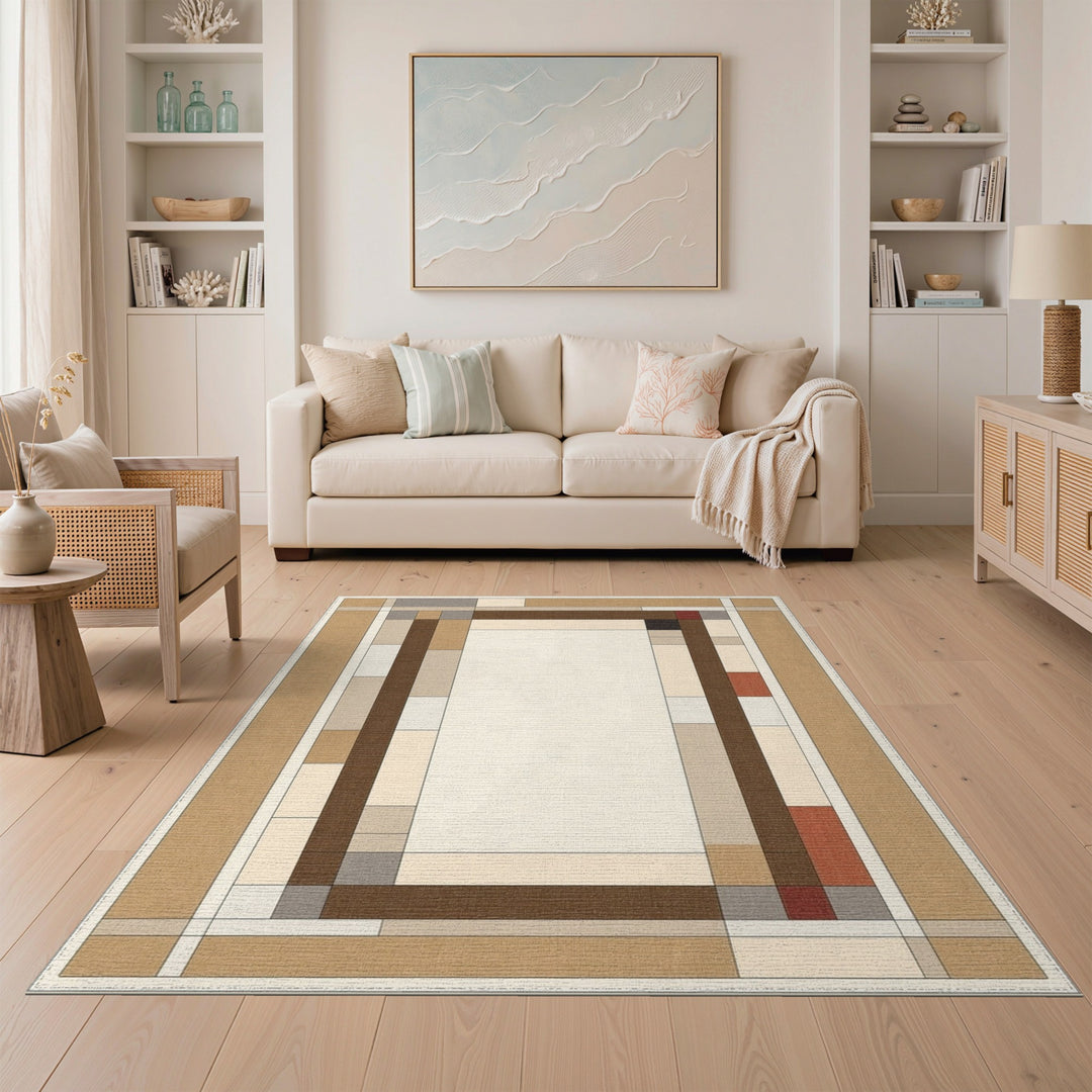 ODIKA Geometric Brown Tan Area Rug