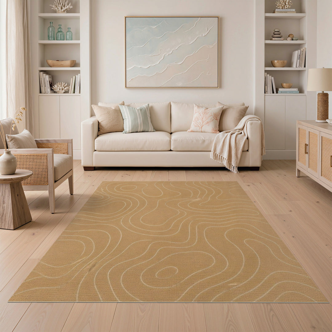 Tan Abstract Contour Area Rug